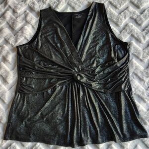 Lane Bryant Metallic Glitter Twist Front Blouse Sleeveless V-Neck Top Sz 22/24